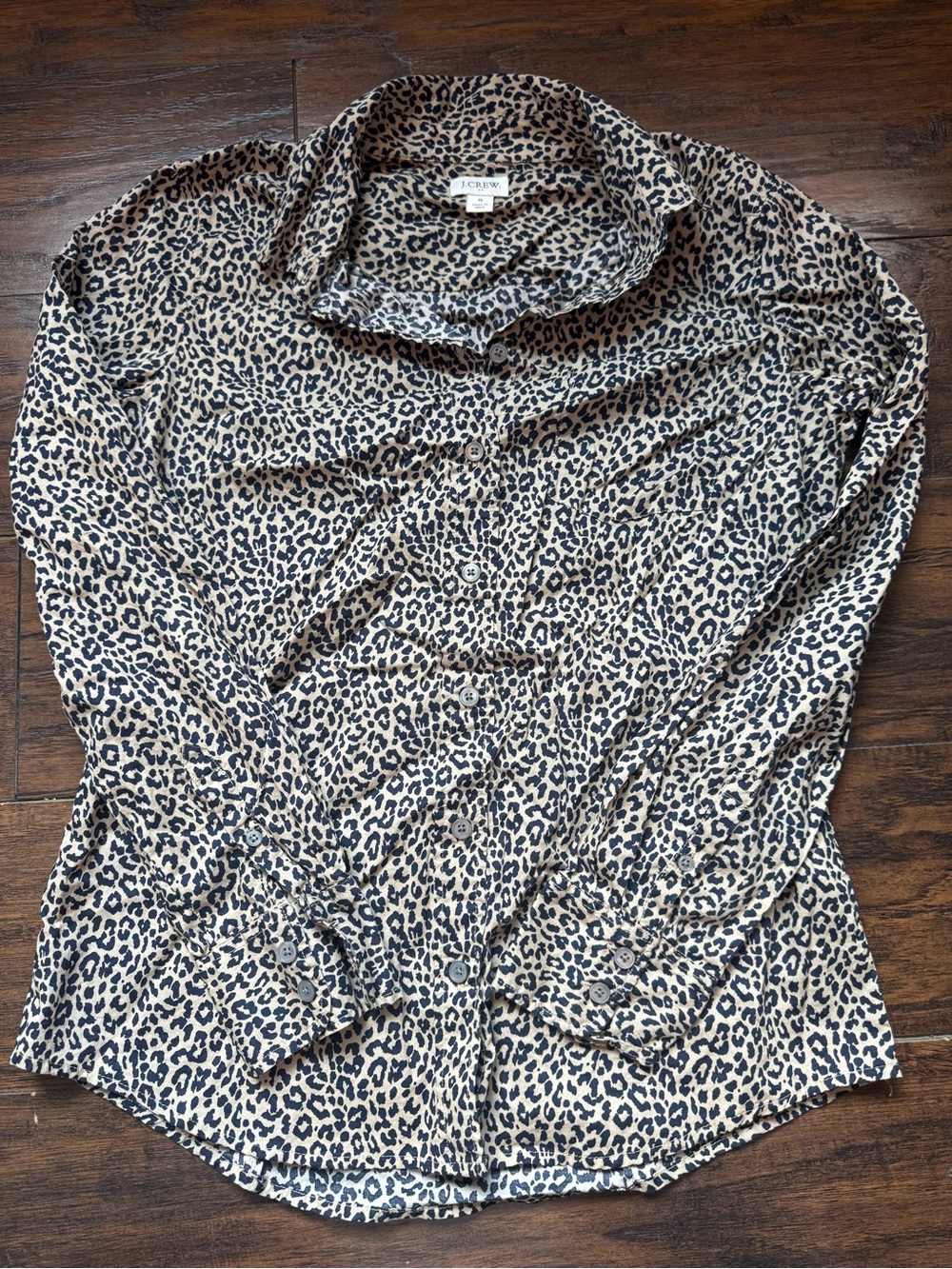 J.Crew Leopard Print Long Sleeve Button Down Shirt Blouse Sz S